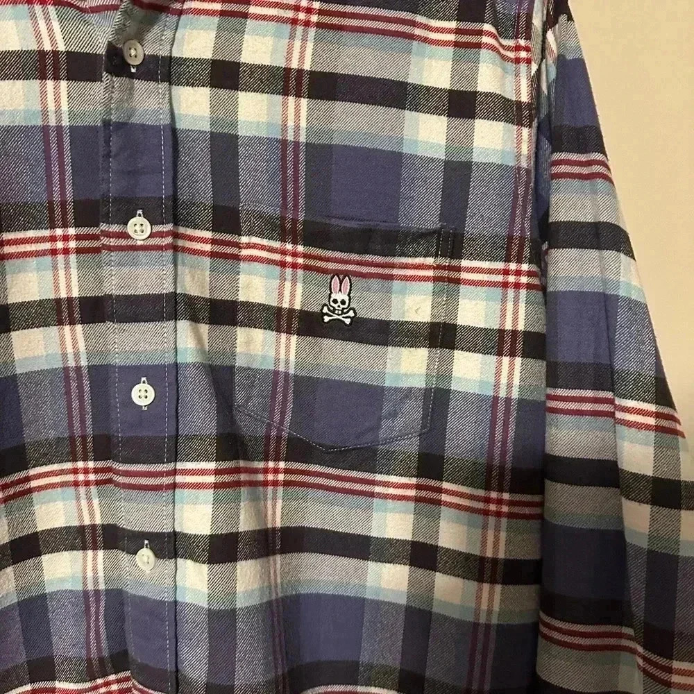 Psycho Bunny Plaid Flannel  Shirt Medium - Picture 4 of 4